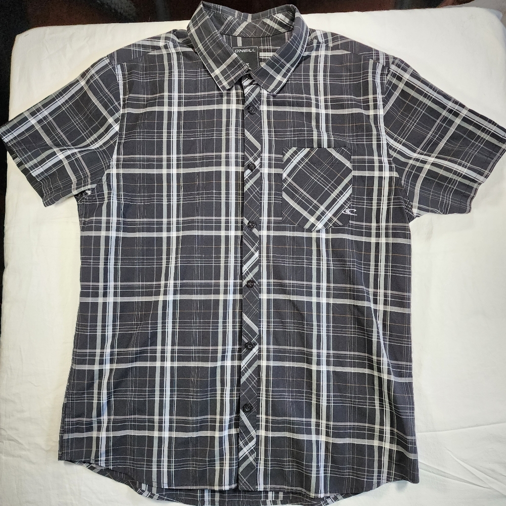 O'Neill Black and Gray Plaid Shirt